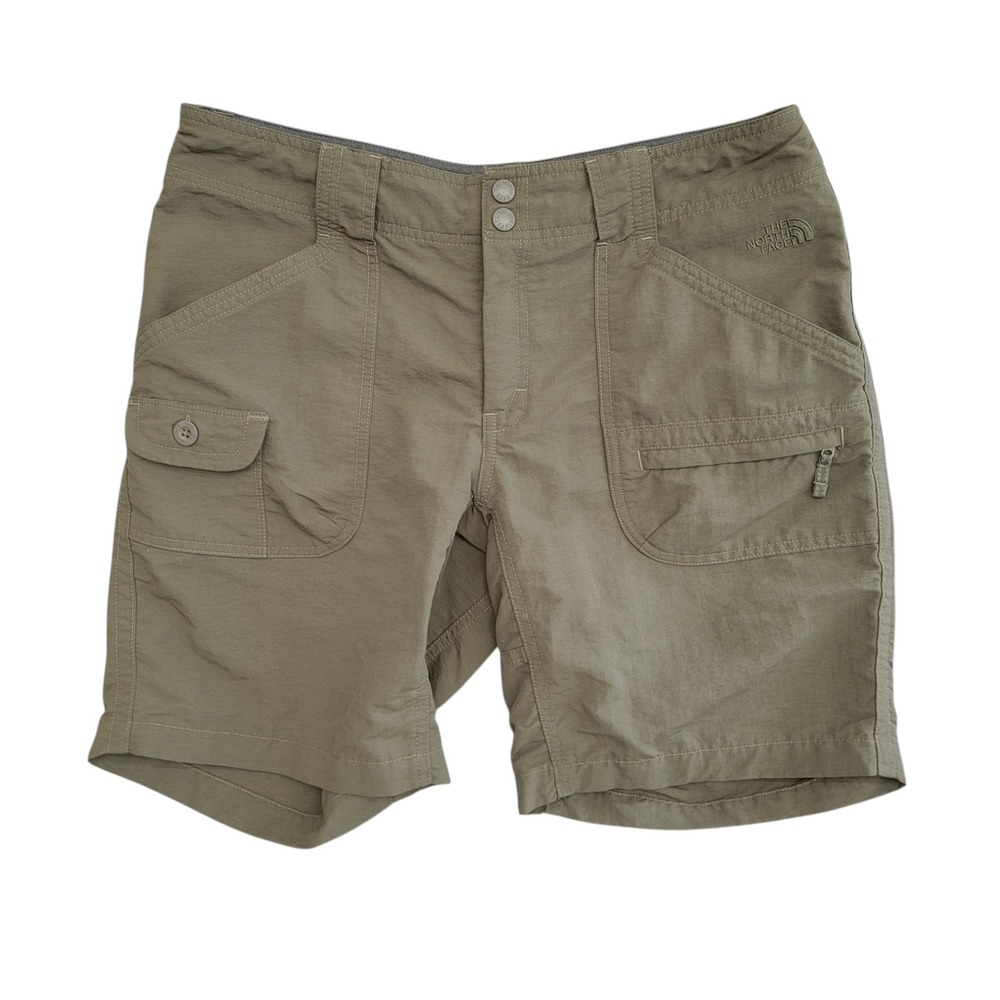 The North Face Cargo Shorts Womens 12 Long Olive Green Hiking Utility Drawstring